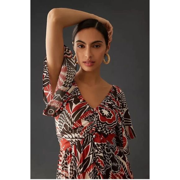 New Anthropologie Tiered Maxi Dress Size XS - Picture 3 of 8